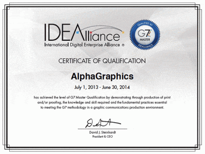 AlphaGraphics Seattle Achieves GRACoL® G7 Master Printer Qualification