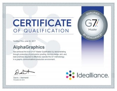 AlphaGraphics is a G7 Master Qualified Printer