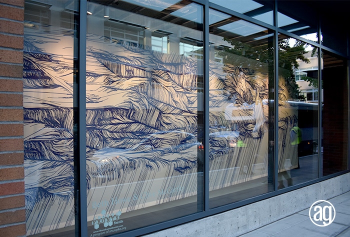 fabric window art installation