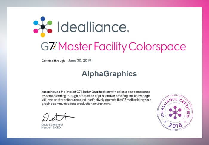 alphagraphics seattle g7 master qualified printer